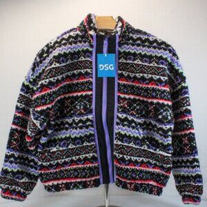 DSG Fleece Full-Zip Funky Fair Isle Pattern High Pile Teddy Style Jacket GIRLS